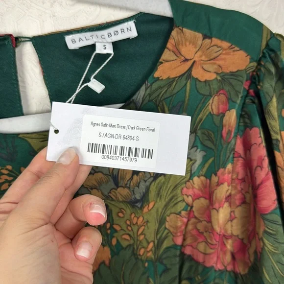 Baltic Born Dark Green Floral Maxi Dress with Rust Blooms - Picture 10 of 11